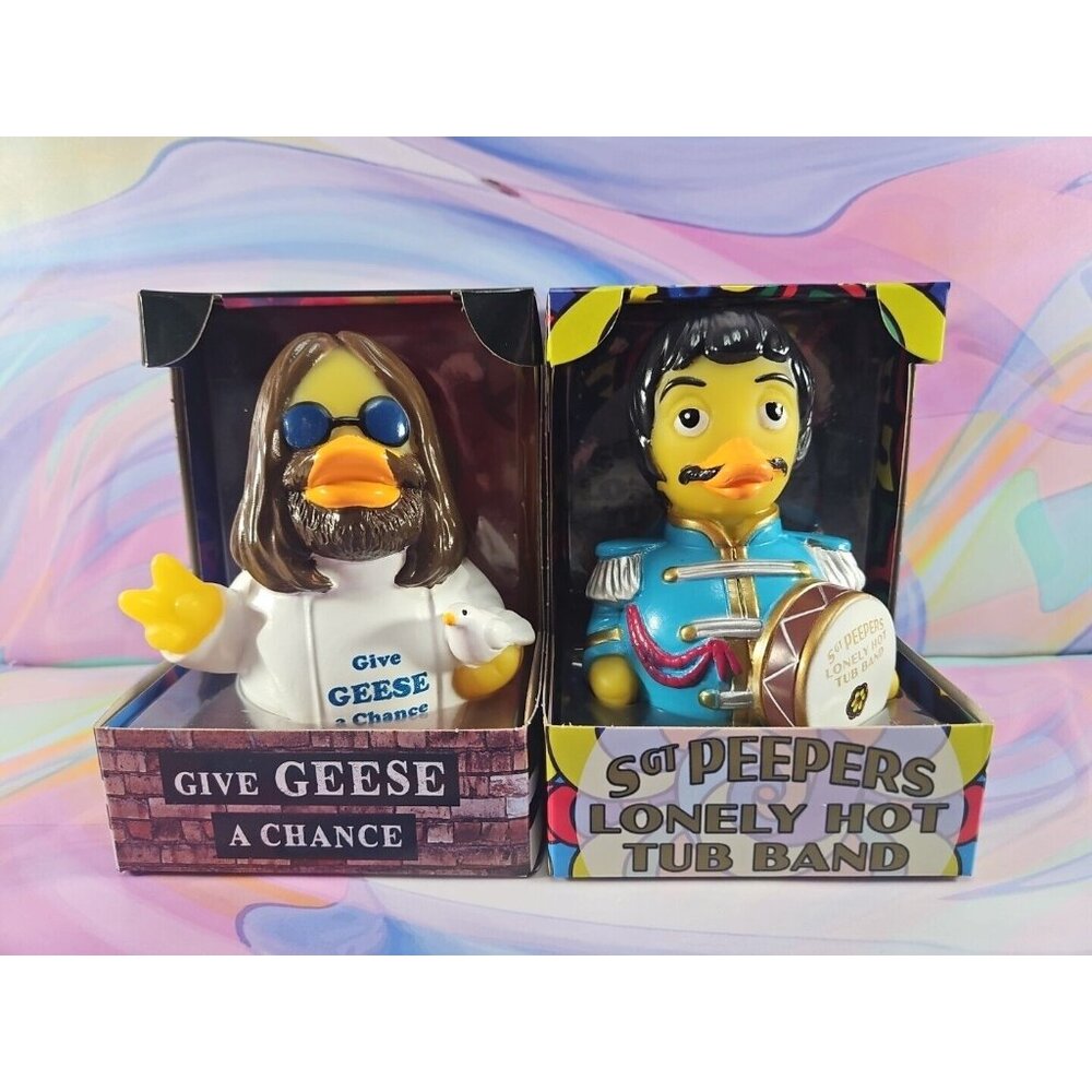 Celebriducks Set of 2 Rubber Ducks Sgt. Peepers/Give Geese a Chance New in Box